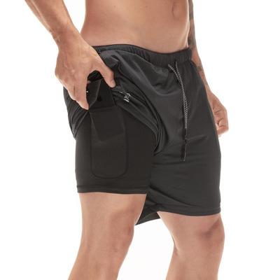 China OEM QUICK DRY Mens Gym Shorts With Pockets Double Pockets Factoy Solid Mens Workout Shorts Top Sale Mens Sports Polyester Shorts for sale