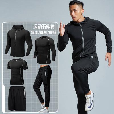 China Antibacterial Men Fitness Clothing Wear Tracksuit Jogger Sportswear Set 5 Pcs for sale