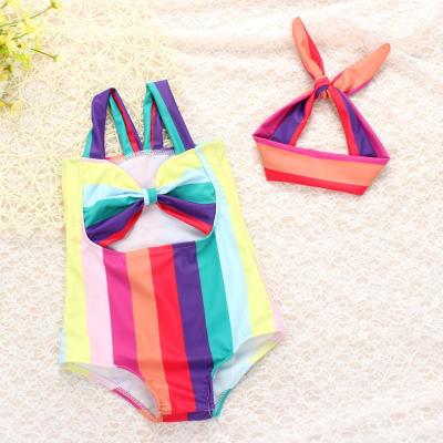 China Best Selling Children's Swimwear Anti-UV 2018 Summer Top Elastic Kids Rainbow Swimwear Baby One-Piece Swimwear For Little Girls for sale