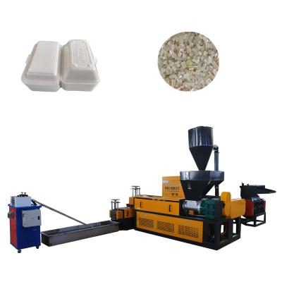 China Plastic recycling pellet granule making DY180+120/100 double screws Automatic PS Recycling Pelletizing Polystyrene plastic granules cutting machine for sale