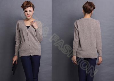 China Wool Fine Knit Ladies V Neck Sweaters for sale