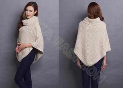 China Winter Irregular Knit Pullover Ladies Poncho Sweater with Crew Neck in Solid Color for sale