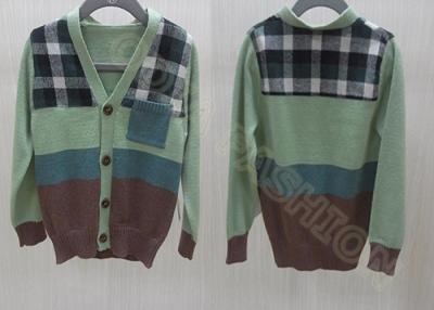 China Fancy Kids Holiday Sweater V Neck Color Block Buttons Up Cardigan For Boys for sale