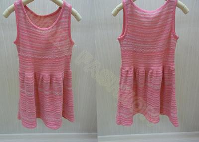 China Sleeveless Scoop Neck Girls Summer Dress / Strips Kids Holiday Sweater in Red for sale