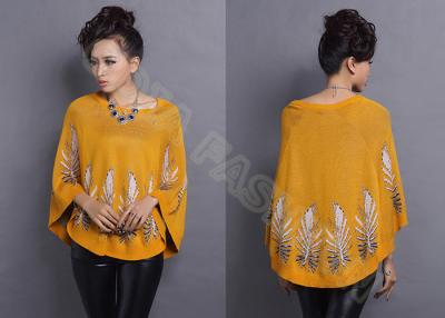 China 2014 Orange Womens Jacquard Sweater with Scoop Neck , Autumn Ladies Casual Sweater for sale