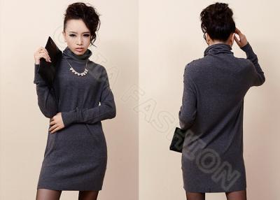 China Solid Color Elegant Womens Turtleneck Sweaters in Fine Knit , Long Cashmere Sweater for sale