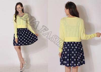 China Yellow Short Thin Womens Cardigan Sweater With Buttons Sequin Yarn for sale