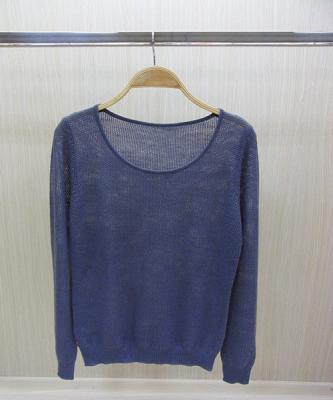 China Elegant Round Neck Womens Chunky Sweaters Thin Acrylic Sweaters for sale