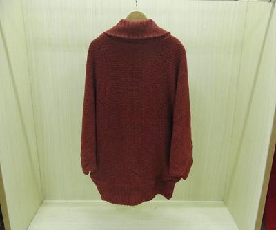 China Spring / Autumn Ladies Crew Neck Sweaters Outwear Poncho Knits Rose Color for sale