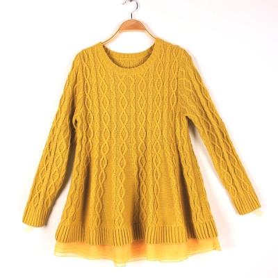 China Long Sleeve Girl's Jacquard Sweaters Pullover Round Neck Cable Knits for sale