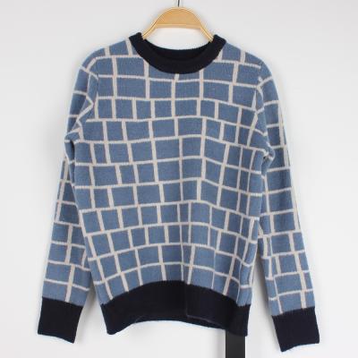 China Brei Jacquardsweaters voor Jong het Patroonroze van de Meisjesplaid losmaken Trui Te koop