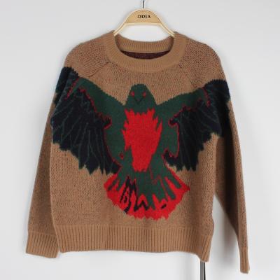 China Anti-pilling Jacquard Sweaters For Young Ladies Knitted Eagle Pattern Loose Pullover for sale