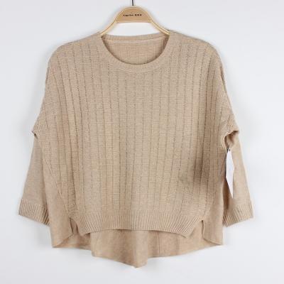 China Autumn girls cable knit Sweaters Special Plaid Back Short Pullover Top for sale