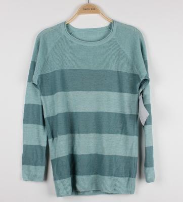 China Striped Womens Pullover Sweaters Blue Colors Cotton / Wool Custom Knit for sale