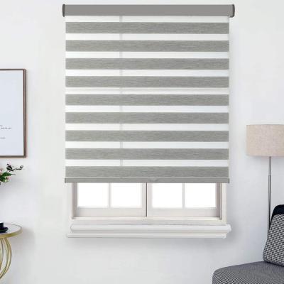 China Minimalist ODM OEM Factory Zebra Roller Shades Double Layer Zebra Roller Motorized Window Shades Light Control for sale