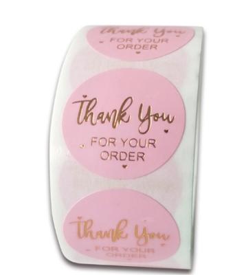 China Waterproof Thank You For Your Order Stickers Design Custom Adhesive Label Roll Floral Thank Your Sticker for sale