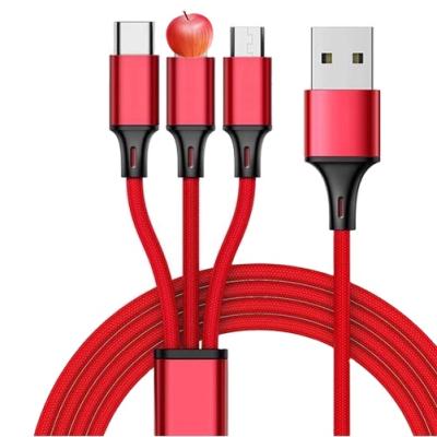 China Mobile Phone Types Hot Products Android Mobile Phone Nylon Multi Charger Micro Type C 3 In 1 USB Charging Cable for sale