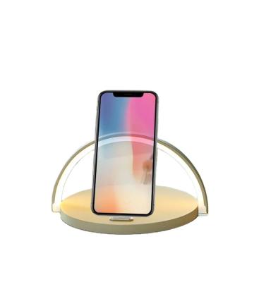 China 2021 New Products Small Wireless Charger LED Lamp Mobile Phone Holder 3 In One 15W Wireless Charger for sale