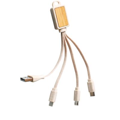 China Micro USB Mobile Phone Charger C 3 in 1 Micro USB Data Cable Factory Wheat Straw&Bamboo Mobile Phone Charger C 3 in 1 Data Cable for sale