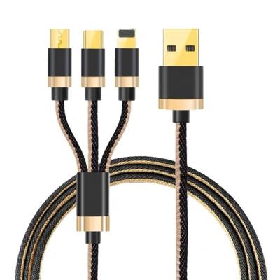 China Promotional High Quality MP3/MP4 Player 3 In 1 Multi Use 1.2m Mobile Phone USB Charging Data Cable for sale