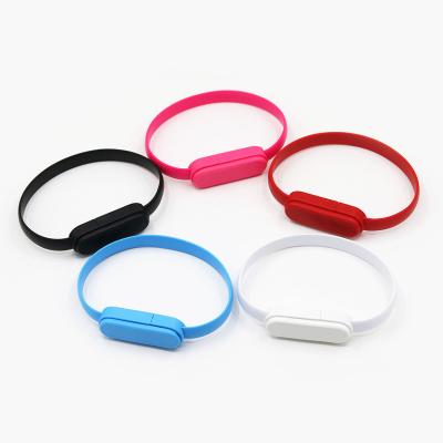 China Fashionable MP3/MP4 Player Bracelet Charger 20cm USB Wristband Charger 2 in 1 for Iphone 7 8 Android Typec for sale