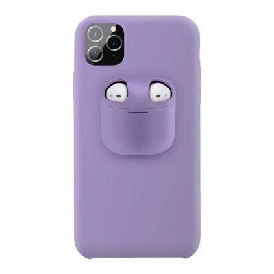 China Multifunctional Shockproof 2 in 1 Soft Silicone Case Phone Case Earphone Storage Box for iPhone with Earphone Case for Airpods for sale