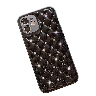 China Wholesale Luxury Anti-fall Diamond Lattice Square Soft Tpu Phone Cover Case Silicone Cell Phone Case For iPhone for sale