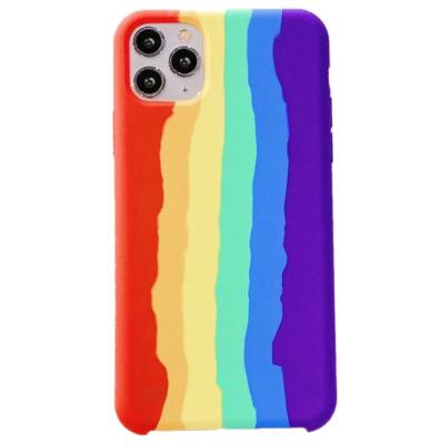 China Protective Liquid Silicone Case For iPhone 11 Pro Max Rainbow Design Custom Logo Cover For Iphone 12 for sale