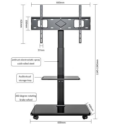 China 600x400 Vesa Fixed Tv Wall Mount Adjustable Height Load Capacity And Bracket Fits 26-70 Inch Flat Panel TV Up To 88 Pounds Charm Black Rohs for sale