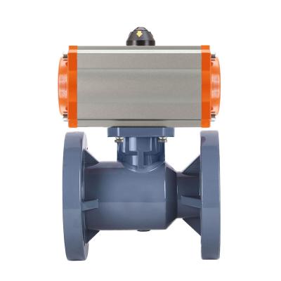 China General hot selling union CPVC pn10 double pneumatic actuator 2 way ball valve flange pneumatic ball valve for sale