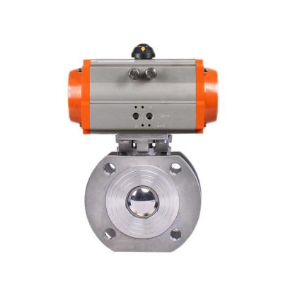 China PN16 DN50 2 inch ss304 stainless steel Italy general pneumatic actuated type wafer valve double acting pneumatic ball valve for sale