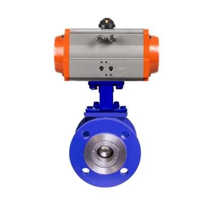 China DN100 4inch PN16 Pneumatic Actuated Hard Seal Segment Ball Valve Double WCB General Acting Pneumatic Flange V Port for sale