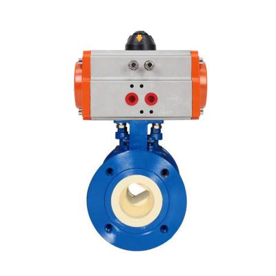 China DN80 3inch 2 inch Overall Flange V Port Segment Pneumatic Actuated Ceramic Ball Valve With Positioner 4-20ma Pneumatic for sale