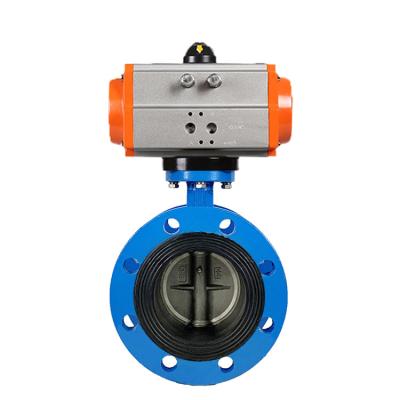 China Double Inch EPDM Seat PN16 DN80 3 General Rubber Flange Type Single Acting Ductile Iron Air Actuator Butterfly Valve for sale