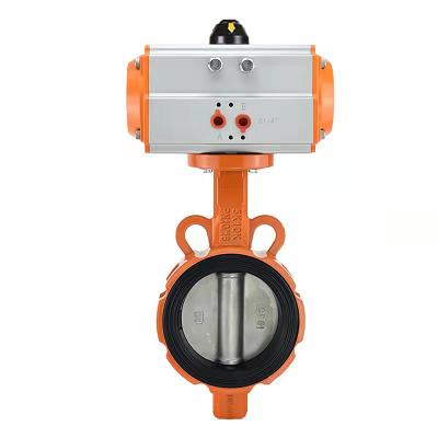 China DN200 8 Inch SS304 Acting Pneumatic Actuator Cast Double Disc EPDM Seat Wafer General Rubber Butterfly Valve PN10 for sale