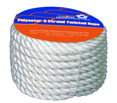 China Industry / Marine High Tensile Polyester 3 Strand Twisted Rope For Industry for sale