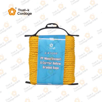 China PP ski rope/PP braided carrier 8 hollow rope for sale