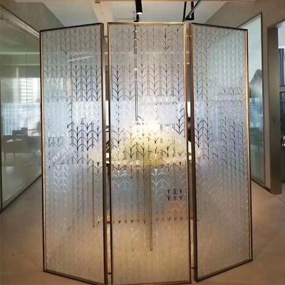 China Europe Hotel Lobby Partition Design Stainless Steel Screen Room Divider Panel Glass Divider for sale