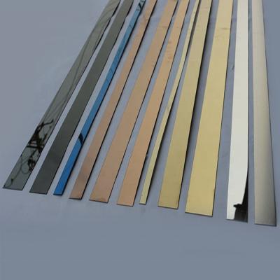 China Modern Color Wall Joint Panel Profile Stainless Steel Flat Shape U Shape Trim Edge Trim Titanium Tile Trims Customized 0.3-3.0mm ISO9001 for sale