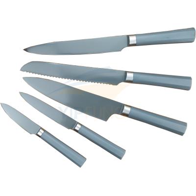 China Durable High Quality Stainless Steel Blades 5 Pcs Non-Stick Kitchen Knife Set With PP Handle for sale