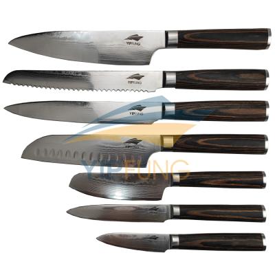 China High Quality Chef Knife, Viable Hot Seller 6pcs Kitchen Knife Damascus Set With Pakka Wood Handle for sale