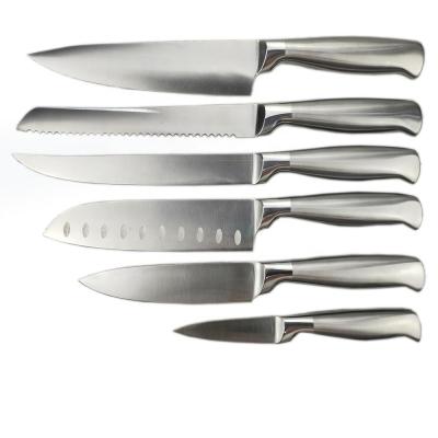 China Sustainable 7 Pcs Hollow Handle Stainless Steel Kitchen Knife Set With Beech Wood Holder for sale