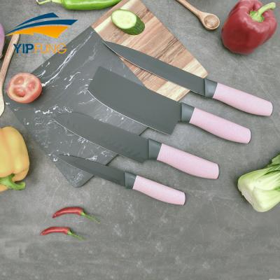 China Viable kitchen knife set 10 pieces, high carbon knife for kitchen, colorful knife set 5 knives and 5 knife sheath covers for sale