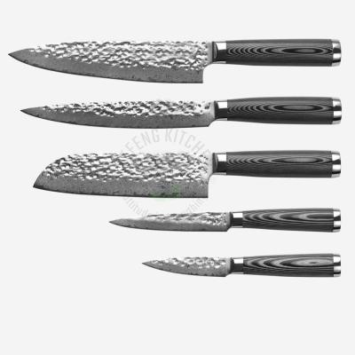 China Viable Hot Seller High Quality Japanese Damascus Steel Kitchen Knife Set With New Design Handle for sale