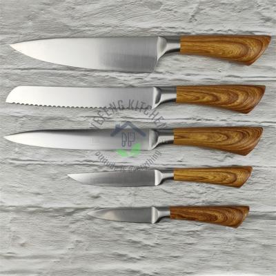 China Viable Yangjiang 6pcs Laser Knife Blade Cavity Handle Knife Set With Acrylic Knife Block for sale