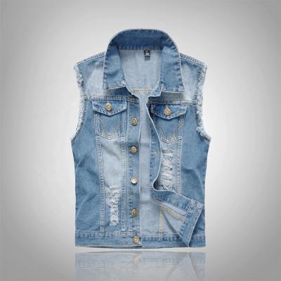 China Newest Cowboy Anti-wrinkle Waistcoat Turn-Down Collar Waistcoat Breathable Men Vest Waistcoat Sleeveless Vest for sale