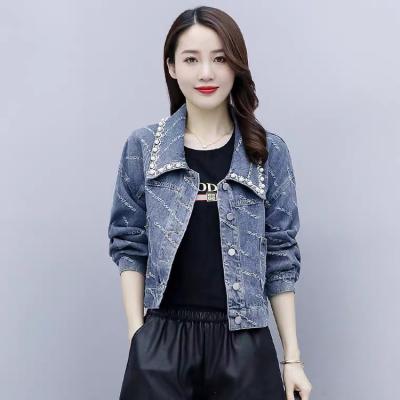 China Hot Selling V-Neck Women's Full Sleeve Jean Jackets With Crop Top Breathable Quick Drying V-Neckline QUICK DRY for sale