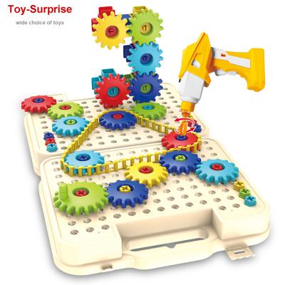 China DIY TOYS 3D Gears DIY Building Kits Plastic Electric Model Brick Blocks Educational Toy for sale