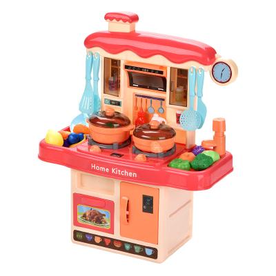 China Plastic Kitchen Toy Set Kids Kitchen Set Toy Pretend Play Cooking Game Spray With Light Music Kids Kitchen Toy for sale