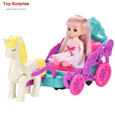 China Toy Princess Dolls Diecast Unicorn Toy for Princess Doll and Girls Pink Horse with Crown Carriage Horse Toys for Girl for sale